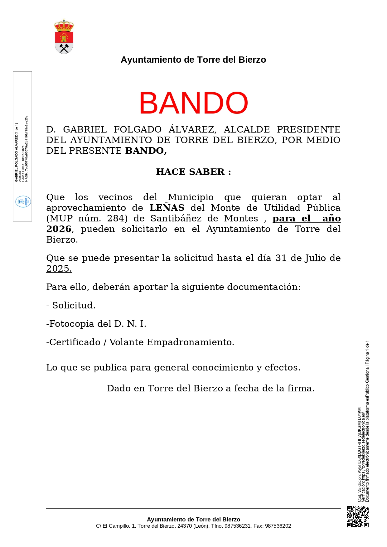 Bando de Leñas 2025