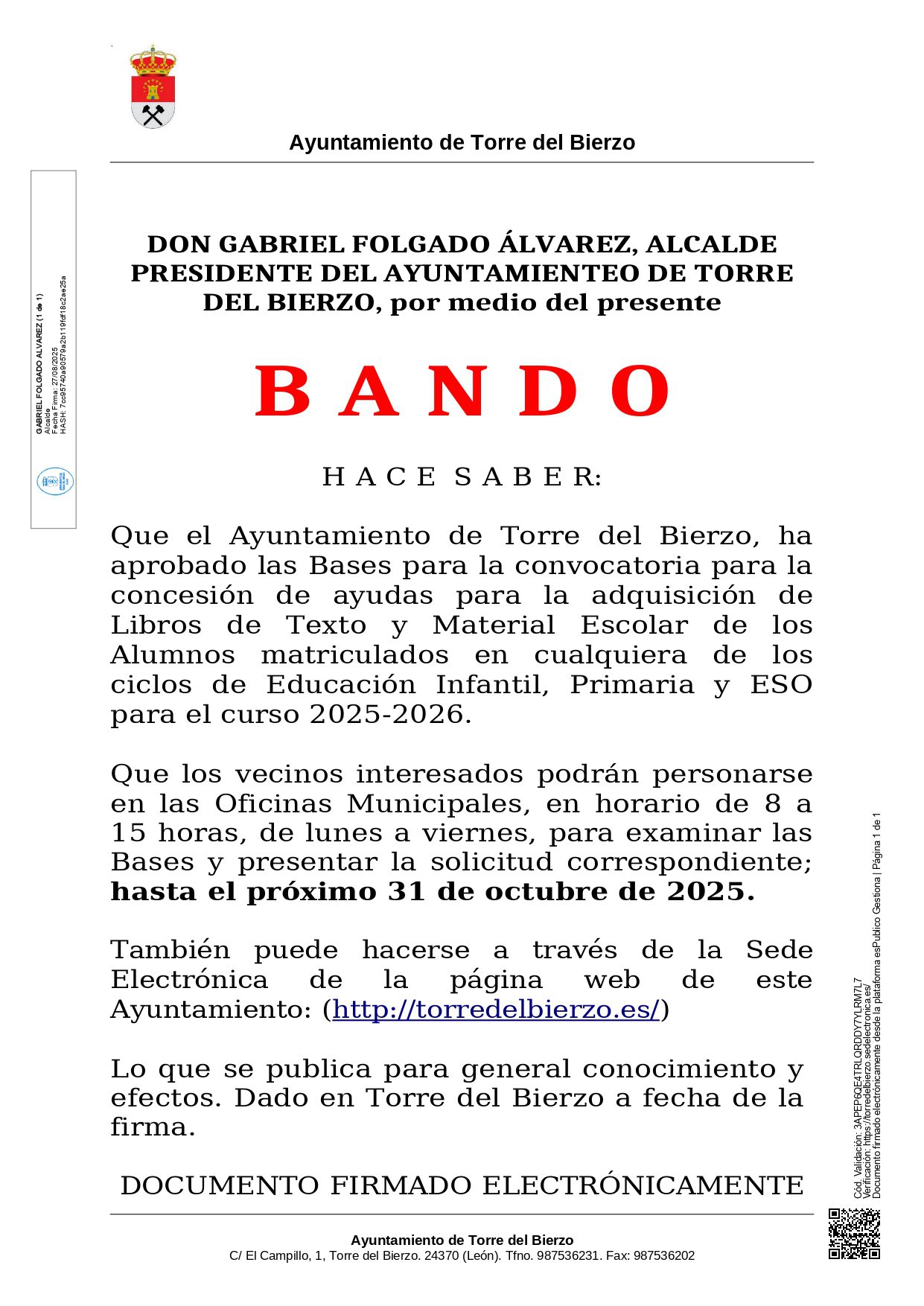 Convocatoria ayudas libros de texto y material escolar