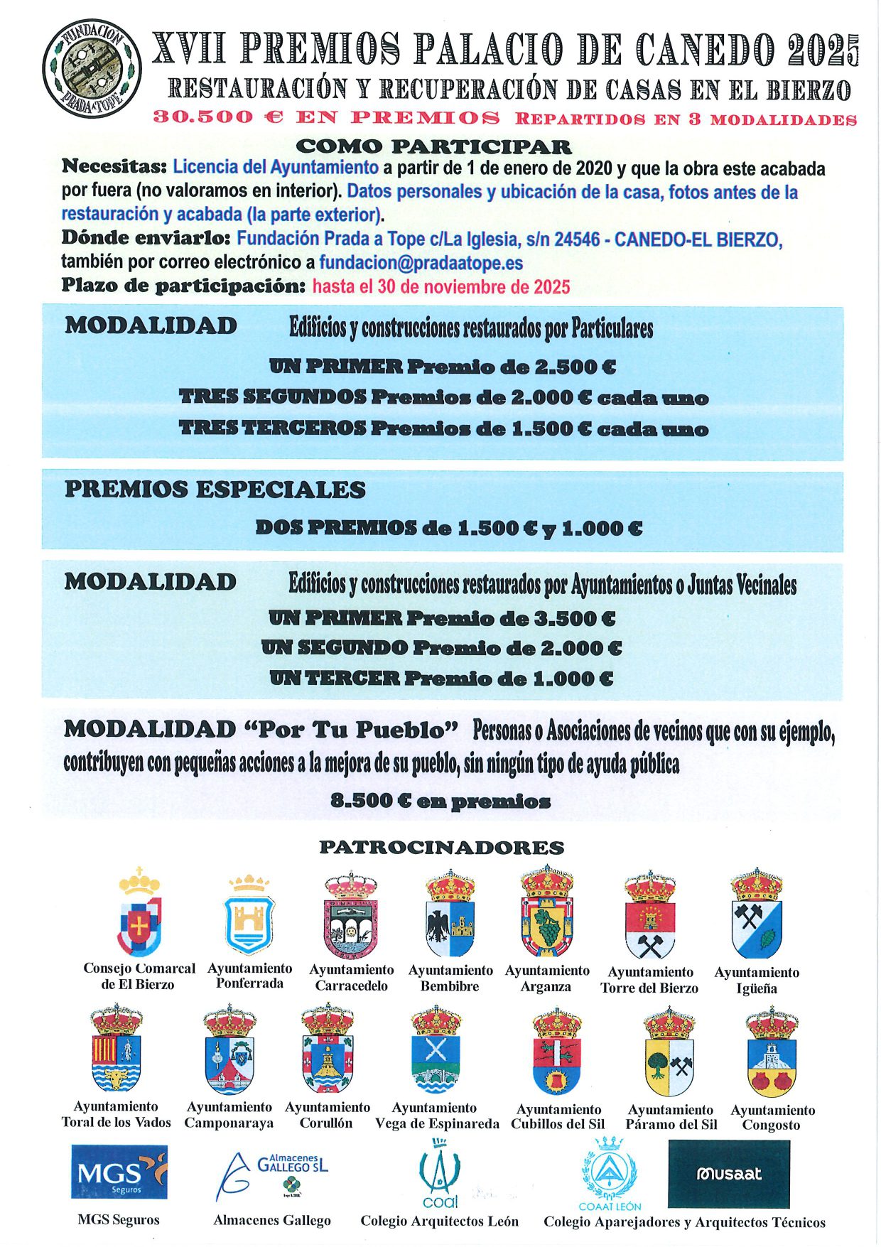 XVII Premios Palacio de Canedo