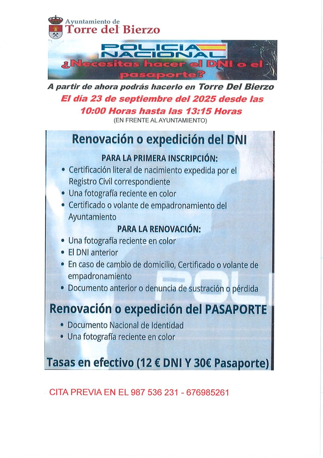 Expedición o renovación DNI o pasaporte