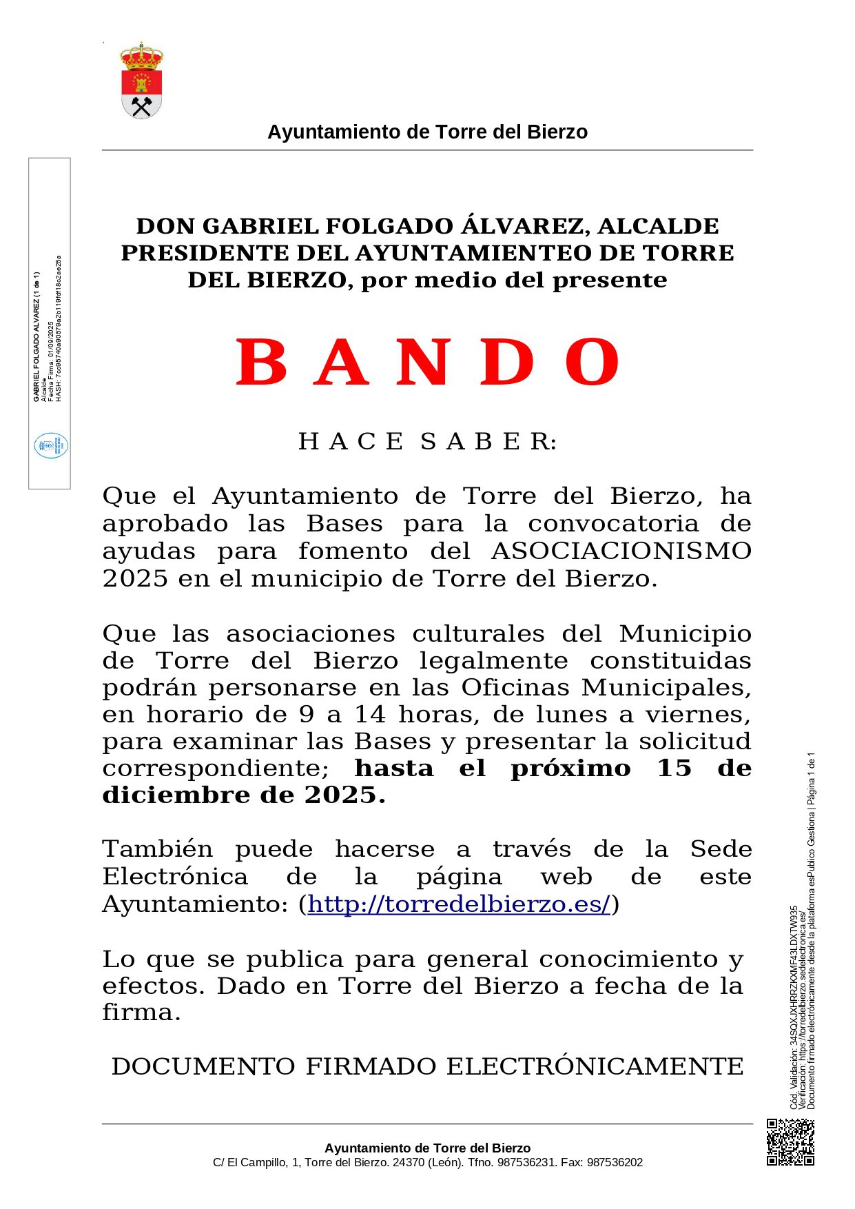 Bando ayudas fomento Asociacionismo