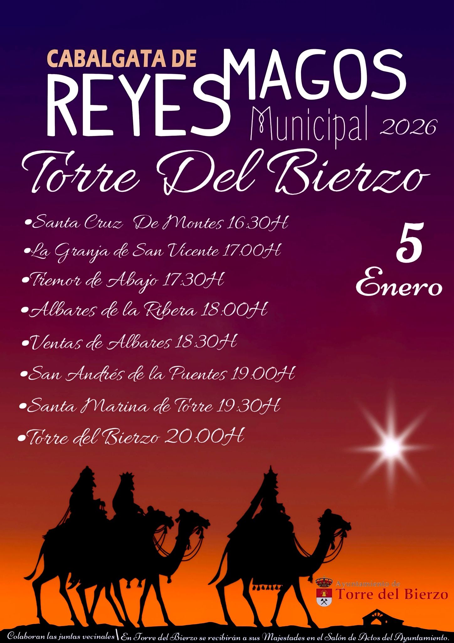 Cabalgata de los Reyes Magos. Horarios